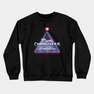 Merry Christmas Happy New Year Cyberpunk Vaporwave Crewneck Sweatshirt